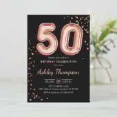 Invitation 50e anniversaire - Ballons d'or Rose Noir (Debout devant)