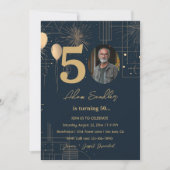 Invitation 50e anniversaire ballons et feux d'artifice (Devant)
