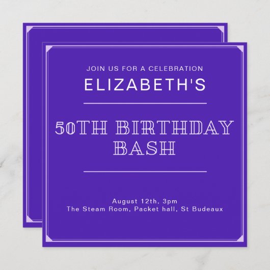 Invitation 50e anniversaire Bash Custom (Devant / Derrière)