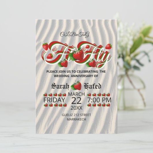 Invitation 50e anniversaire Berry Invitation, Mariage d'or (Debout devant)