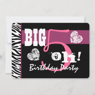 Invitation 50e anniversaire Big 5 Oh Pink Zebra A01