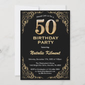 Invitation 50e anniversaire Black and Gold Parties scintillan (Devant)