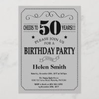 Invitation 50e anniversaire Black and Silver Grey