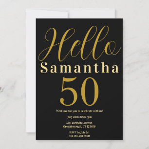 Invitation 50e anniversaire Black Gold Elegant Party