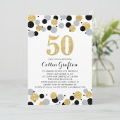 Invitation 50e anniversaire Black Gold Gris Parties scintilla (Debout devant)
