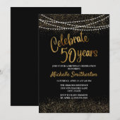 Invitation 50e anniversaire Black Gold Parties scintillant la (Devant / Derrière)