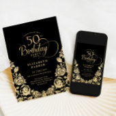 Invitation 50e anniversaire Black Gold Roses