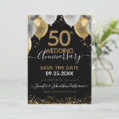 Invitation 50e anniversaire Black Gold Save the Date (Debout devant)