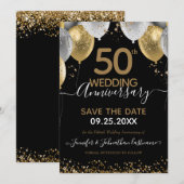 Invitation 50e anniversaire Black Gold Save the Date (Devant / Derrière)