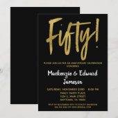 Invitation 50e anniversaire Black Gold Script (Devant / Derrière)