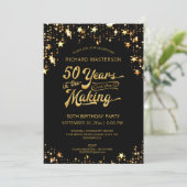 Invitation 50e anniversaire Black & Gold Stars (Debout devant)