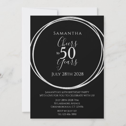 Invitation 50e anniversaire Black Silver encourage à 50 ans (Devant)