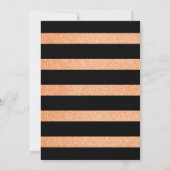 Invitation 50e anniversaire Black Striped Orange Floral Party (Dos)