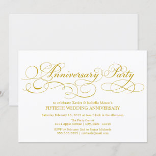 Invitation 50e anniversaire Blanc/Or