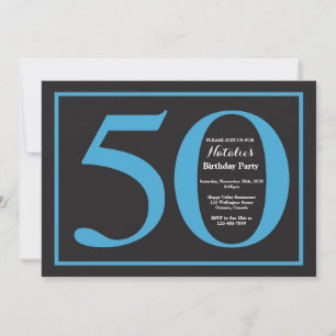 Invitation 50e Anniversaire Bleu et Noir Tableau Noir
