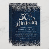 Invitation 50e anniversaire Bling Denim & Diamonds Party (Devant / Derrière)