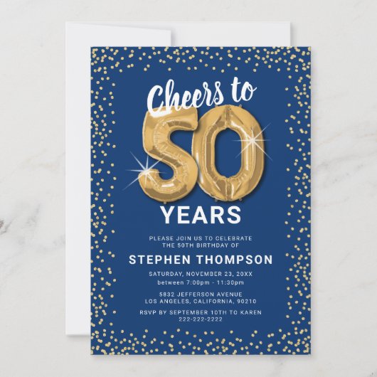 Invitation 50e anniversaire Blue Gold (Devant)