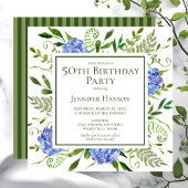 Invitation 50e anniversaire Blue Hydrangeas