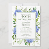 Invitation 50e anniversaire Blue Hydrangeas Surprise Party (Devant)