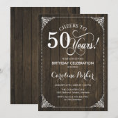 Invitation 50e anniversaire - Bois rustique (Devant / Derrière)