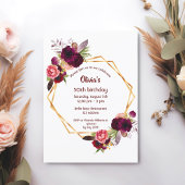 Invitation 50e anniversaire bouillon bordeaux or géométrique