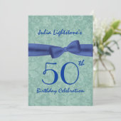 Invitation 50e anniversaire Bow vert et bleu W1469 (Debout devant)
