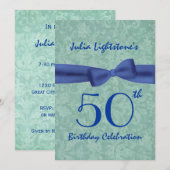 Invitation 50e anniversaire Bow vert et bleu W1469 (Devant / Derrière)
