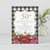 Invitation 50e anniversaire Buffalo à carreaux floral rouge f (Debout devant)
