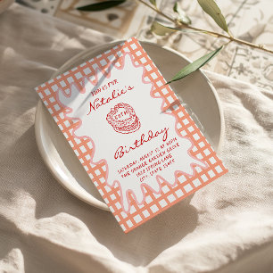 Invitation 50e anniversaire cadre dessiné à la main années 70