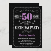 Invitation 50e anniversaire Chalet mauve et noir (Devant / Derrière)