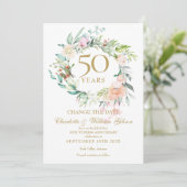 Invitation 50e Anniversaire Changez la Date Roses Guirlande (Debout devant)