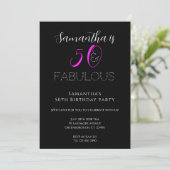 Invitation 50e anniversaire Chic Hot Pink Black Party (Debout devant)