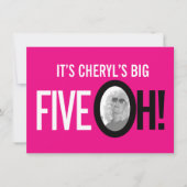 Invitation 50e anniversaire CINQ OH ! photo rose paysage rétr (Devant)