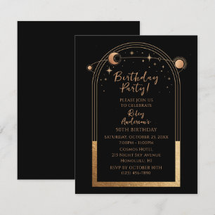 Invitation 50e anniversaire Cinquante céleste Astronomie d'or