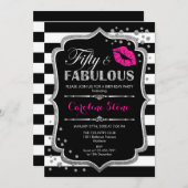 Invitation 50e anniversaire - Cinquante fabuleux argent rose  (Devant / Derrière)