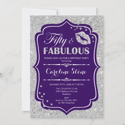 Invitation 50e anniversaire - Cinquante fabuleux Argent viole (Devant)