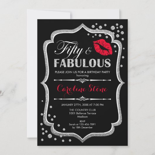 Invitation 50e anniversaire - Cinquante fabuleux Black Red Si (Devant)