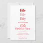 Invitation 50e anniversaire Cinquante Parti moderne rose roug (Devant)