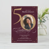 Invitation 50e anniversaire Classy Bourgogne Gold Photo perso (Debout devant)