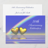 Invitation 50e Anniversaire Cœurs Dorés (Devant / Derrière)