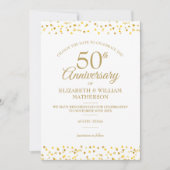 Invitation 50e Anniversaire Cœurs Dorés Changer la Date (Devant)