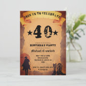 Invitation 50e anniversaire cowboy vieux papier cheval cheval (Debout devant)