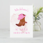 Invitation 50e anniversaire Cowboy Western Pink Party (Debout devant)