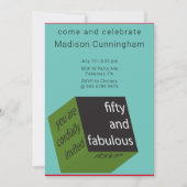 Invitation 50e anniversaire Cube géométrique TURQUOISE (Devant)