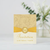 Invitation 50e anniversaire - Damas d'or avec monogramme (Debout devant)