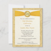 Invitation 50e anniversaire - Damas d'or avec monogramme (Dos)