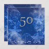 Invitation 50e anniversaire d'argent bleu tropical (Devant / Derrière)