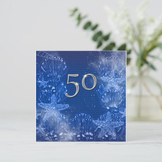 Invitation 50e anniversaire d'argent bleu tropical (Debout devant)