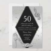 Invitation 50e anniversaire d'argent brillant (Devant)