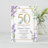 Invitation 50e anniversaire de fête aquarelle violet lavande (Debout devant)